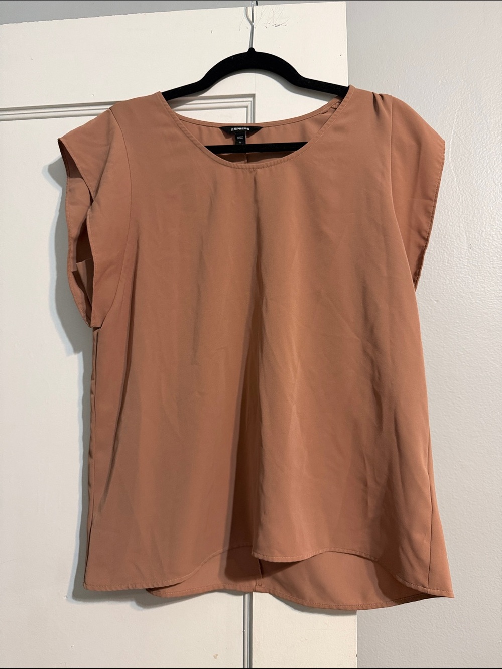 Express Short Sleeve Scoop Neck Blouse - Terracotta